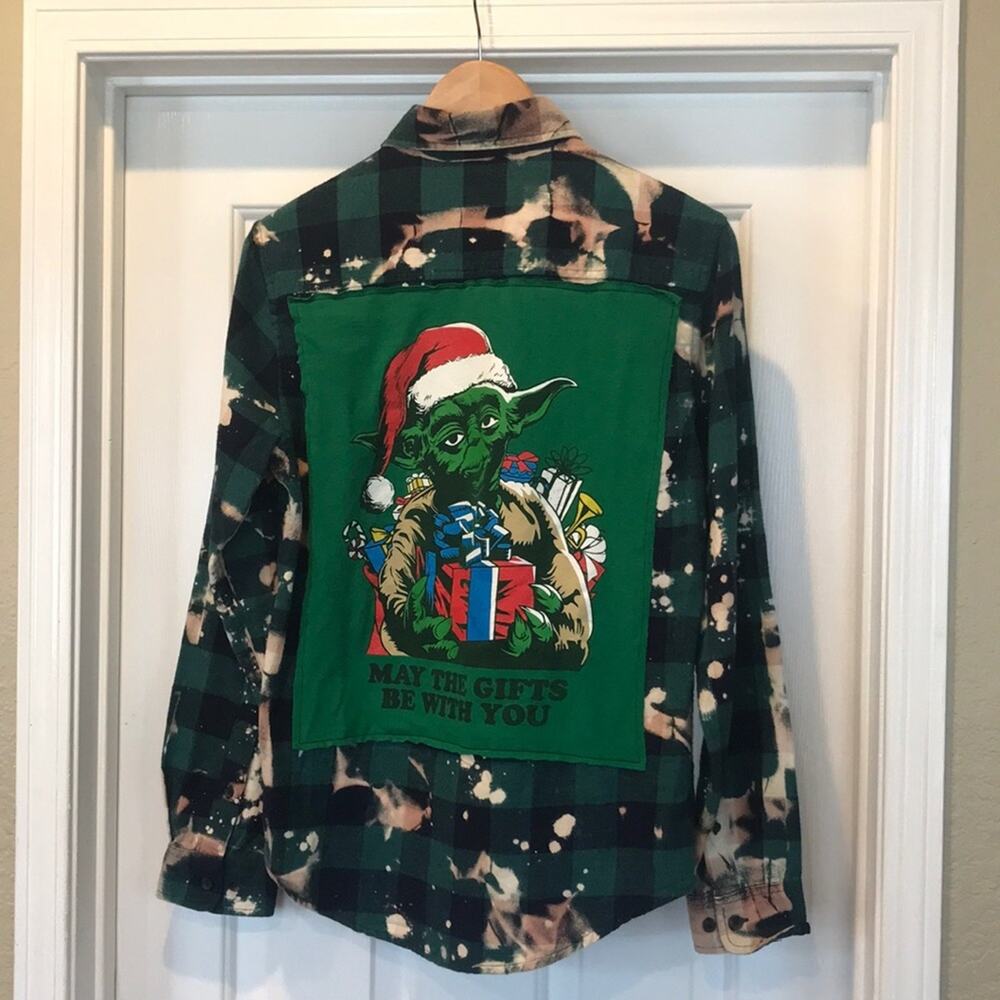 Star Wars Yoda bleached flannel shirt small S unisex